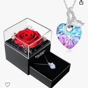 Preserved Rose With Sterling Silver Necklace